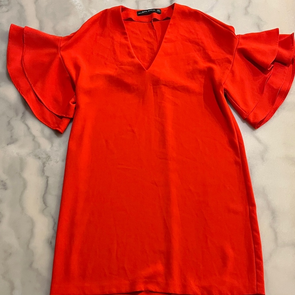 🎈Zara Women's Red Flutter Short Sleeve Mini Dress🎁Bundle 5lbs $20 Sale 📦